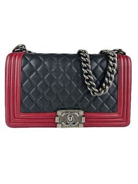 Chanel Shoulder Bag Boy Black Red